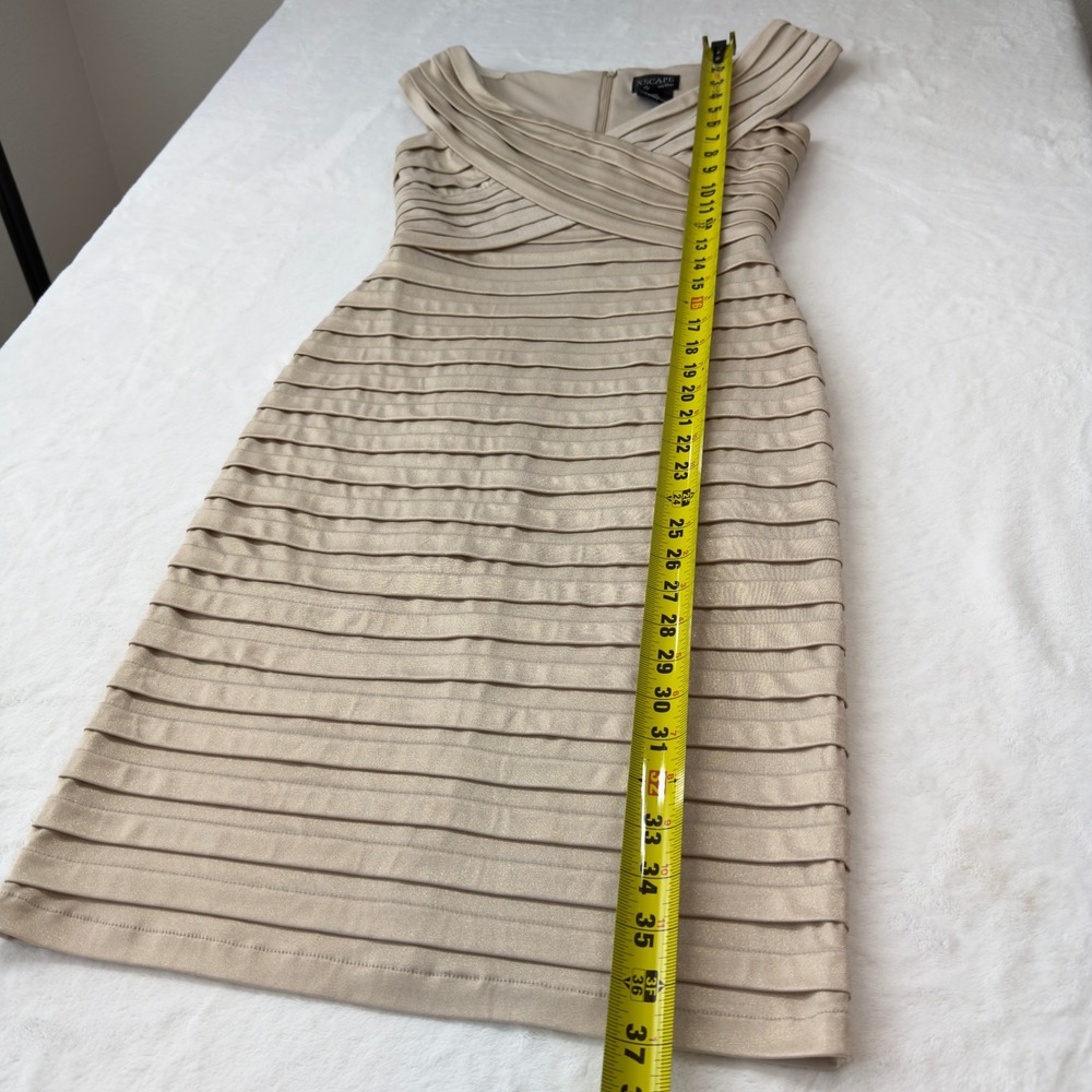 Xscape Dress Womens 6 Champagne Good Bandage Bodycon Metallic Sheath X7769 - Picture 8 of 11